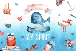 Sea Spirit Watercolor Clip Art Set